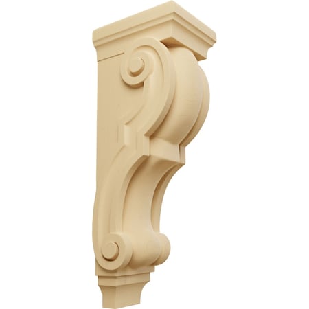 Ekena Millwork 6 1/2"W x 8"D x 22"H Small Jumbo Traditional Wood Corbel, Alder CORW07X08X22TRAL